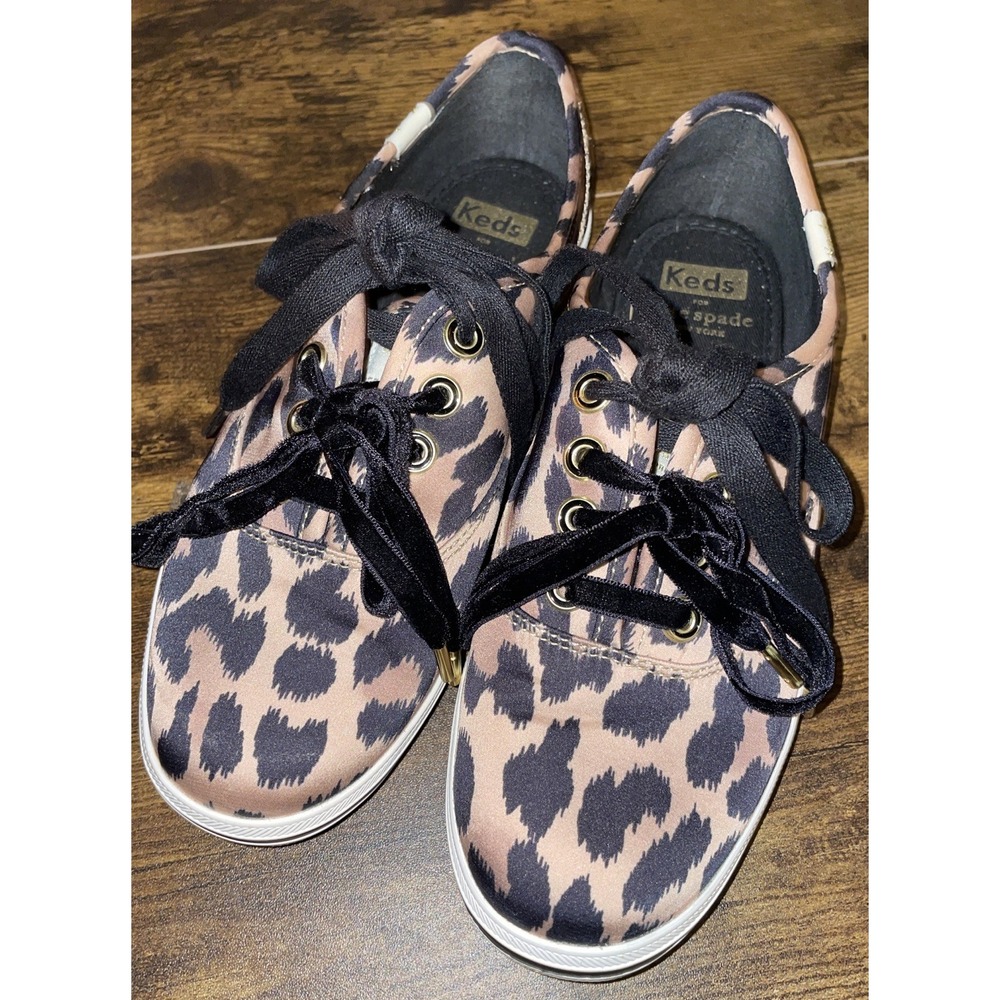 Kate Spade New York for Keds - Champion Leopard Satin Shoes Sneakers Size 5.5